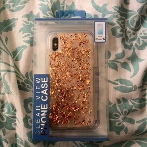 iPhone X clear glitter case